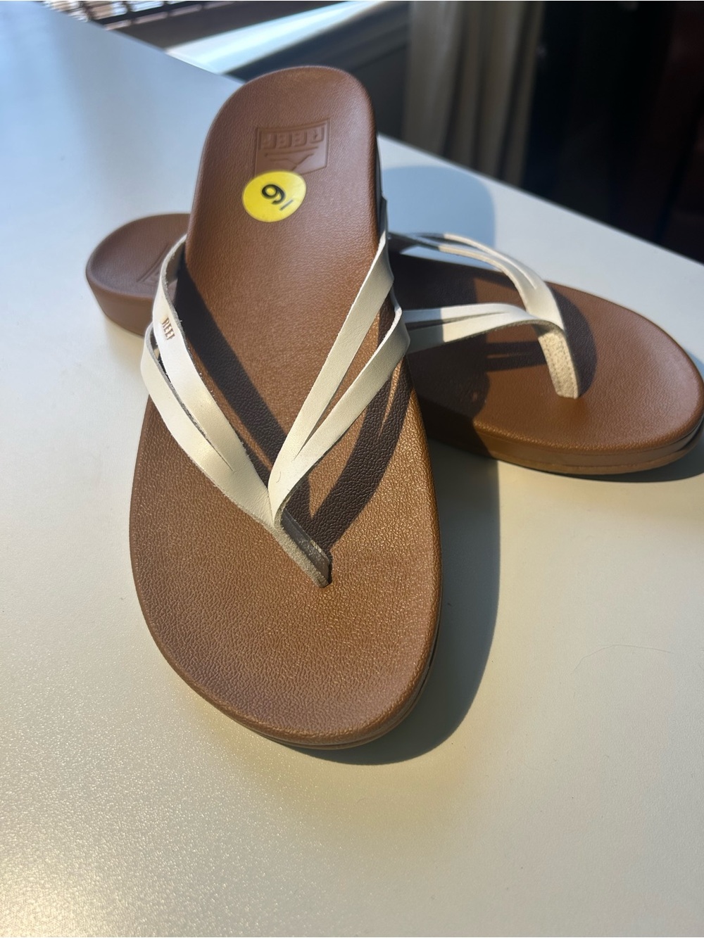 Reef Women's Brown Footbed Sandals with White Straps